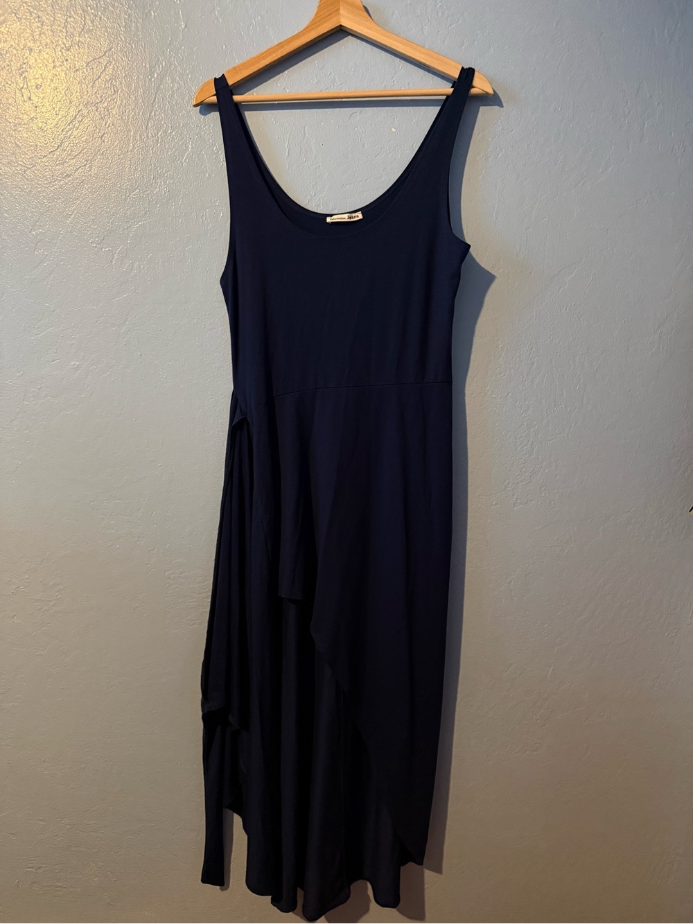 Reformation Navy Asymmetrical Tank Maxi Dress